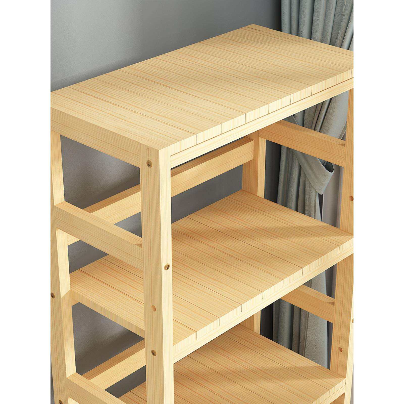 cs宽45实木置物架落地式深排骨架书架货架厨房微波炉收纳架阳台松,淘宝优惠券,粉丝福利购,淘宝优惠卷