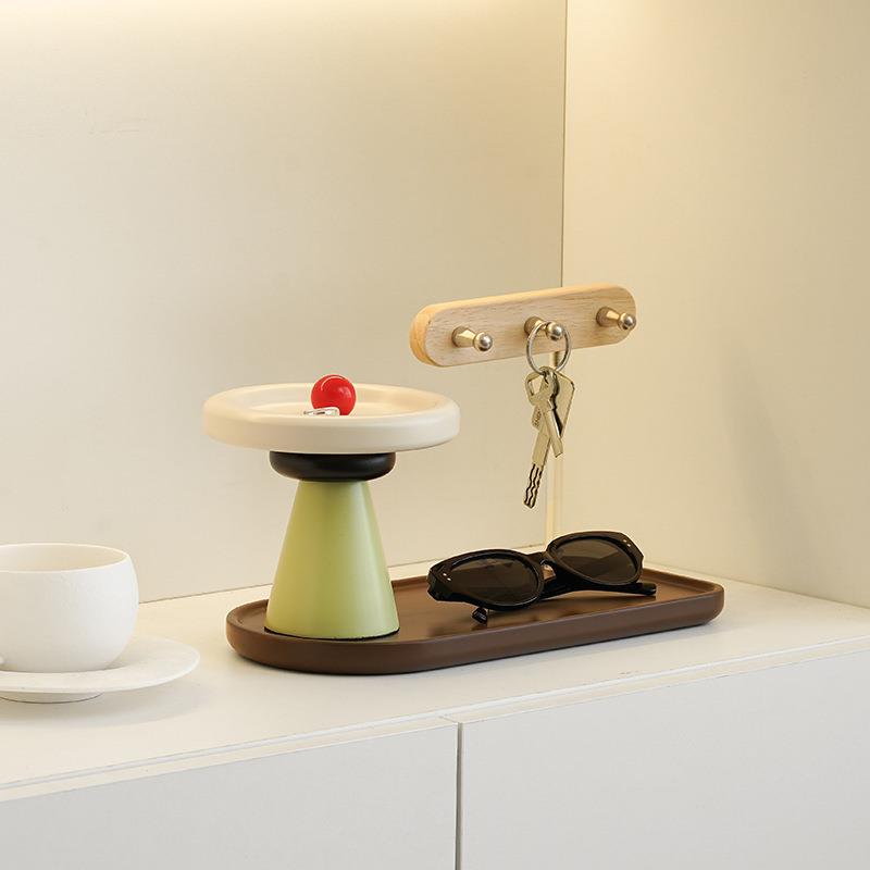 WOZOOM屋准简约现代轻奢桌面摆件收纳架入户玄关钥匙托盘装饰品 - 图0