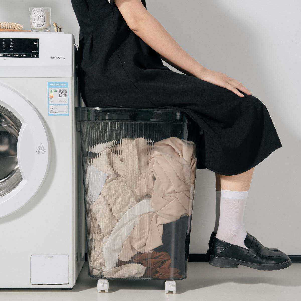 透明脏衣篮家用脏衣篓大容量收纳筐浴室洗澡放衣神器带轮篮子,淘宝优惠券,粉丝福利购,淘宝优惠卷