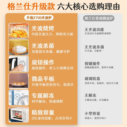 格兰仕微波炉家用小型多功能光波炉烤箱一体机20升平板机械式DG - 图1