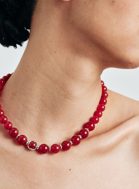 THING OF E【福至】系列 四花镂空球形组合磁吸项链 玛瑙纯银镀金