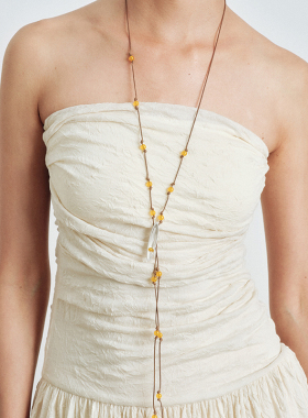 THING OF E【茶】系列 称心-长弧锤纹玛瑙串珠项链 纯银镀金天然