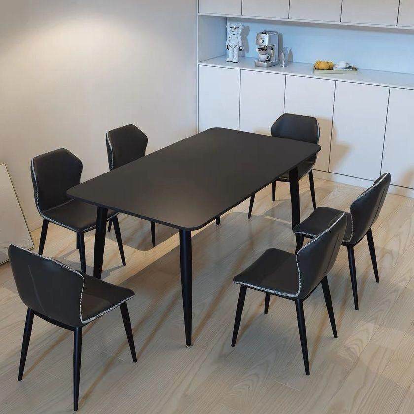 极简纯黑岩板餐桌餐桌椅家用小户型现代长方形组合意式轻奢饭桌子,淘宝优惠券,粉丝福利购,淘宝优惠卷