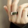 Hotan jade ring silver ring double layer detachable and stackable S925 silver ring closed fashion versatile J13851