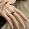 Hotan jade ring silver ring double layer detachable and stackable S925 silver ring closed fashion versatile J13851