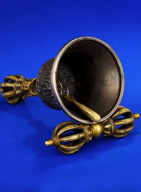 尼泊尔纯铜手工九股金刚铃供具用品摇铃响铜铃铛九股金刚铃杵供修