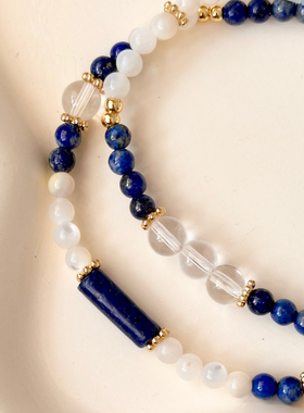 【深海星辉】原创小众手工蓝色手串时尚青金石珍珠贝串珠手链