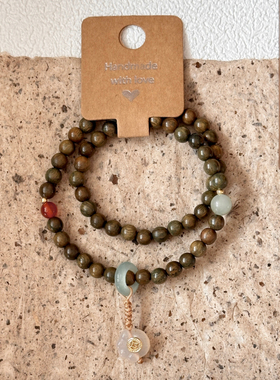 【乌云盖雪】原创设计绿檀手工招财猫爪手串国潮文玩串珠男女款