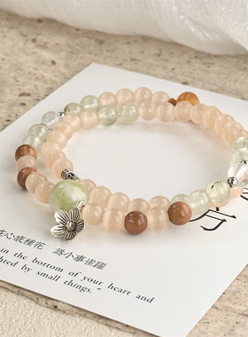 【婉烟清晏】一味良方原创百搭葡萄石猫眼石串珠手串文艺女生手链