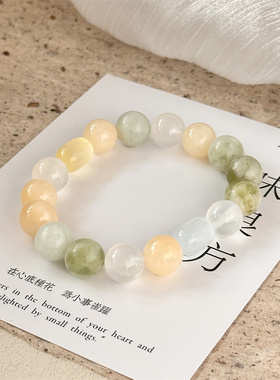 【青川疏桐】一味良方原创手工小清新岫玉手串10mm串珠男女生手链