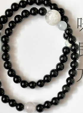 【卷起千层雪】一味良方原创黑色百搭黑玛瑙水晶手链时尚手串