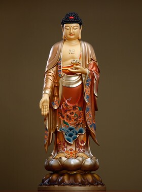 热销台湾纯铜西方三圣佛像盛唐彩观音菩萨供奉家用阿弥陀佛大势至