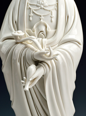 热销戴玉堂德化白瓷观音佛像站像南海观世音菩萨像陶瓷雕塑艺术佛