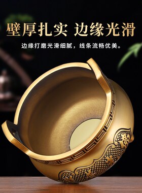 热销纯黄铜合金香炉家用室内宣德圆鼎炉上香三足招财神爷供奉佛烧