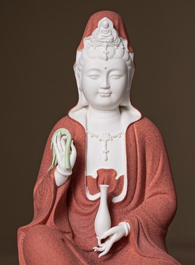 热销大号观音菩萨家用供奉观音佛像陶瓷摆件供家用观世音菩萨像背