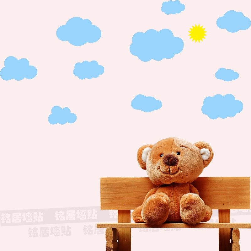 教室装饰贴纸儿童房卧室布置墙贴幼儿园云朵太阳天花板白云贴画,淘宝优惠券,粉丝福利购,淘宝优惠卷