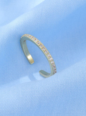 个性国潮半简约轻奢设计潮款金色宝石尾戒指环细时尚女戒指