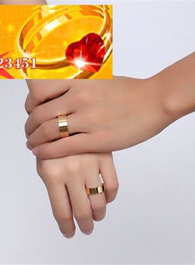 ring厂家时尚供应简约钛钢电镀金色情侣手饰情侣戒指对戒