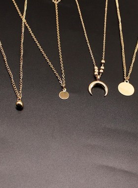 Jewelry fashion personality multi-layer moon disc pendant wo