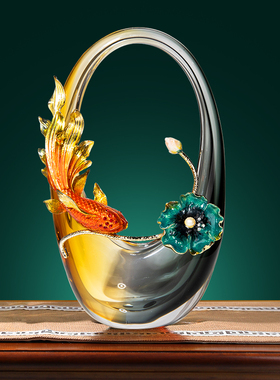 高端琉璃摆件中式轻奢客厅家用花瓶酒柜电视柜家居装饰品乔迁礼物