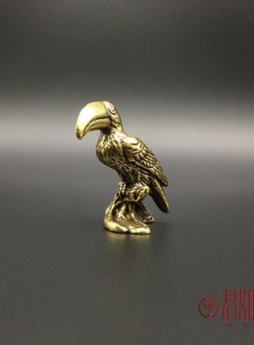 铜器微雕 实心铜大嘴鸟小摆件 全铜迷你巨嘴鸟小铜鸟迷你小鸟雕塑