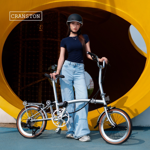CRANSTON  R9三折叠成人超轻便携城市复古亲子小布折叠国布自行车 - 图1