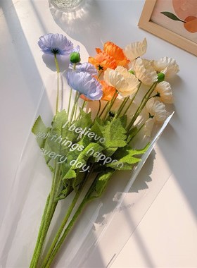 ins韩国罂粟仿真花束假花虞美人房间装饰野餐摆拍照道具民宿软装