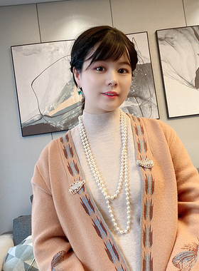 项链女长款珍珠挂件韩国时尚简约夸张气质毛衣链旗袍装饰链夏