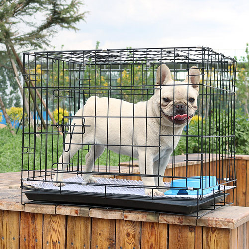 极速狗笼子中小型犬通用笼博美泰迪室内带厕所鸡兔笼铁丝折叠猫笼 - 图0