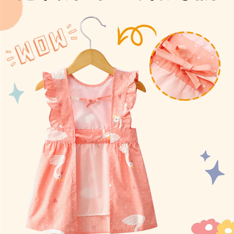 Rika baby girl summer thin kindergarten eating vest style bib waterproof and anti-dirty children's bib summer style sleeveless