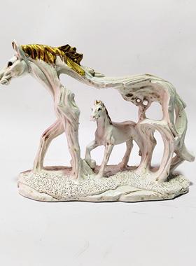 欧式骏马树脂摆件风水奔马飞驰的马雕像树脂工艺品书房摆件镂空