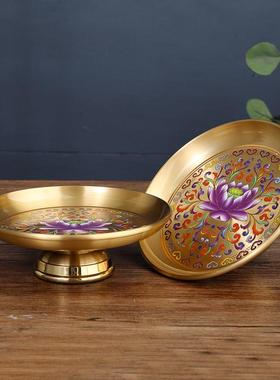 纯铜供奉供具佛台前佛具用品大全套装莲花供水杯果盘花瓶香炉摆件