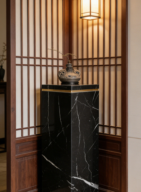 新中式黑白根大理石立柱底座