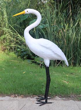 仿真羽毛黑鹳白鹳中白鹭大白鹭苍鹭丹顶鹤模型湿地水鸟展馆陈设
