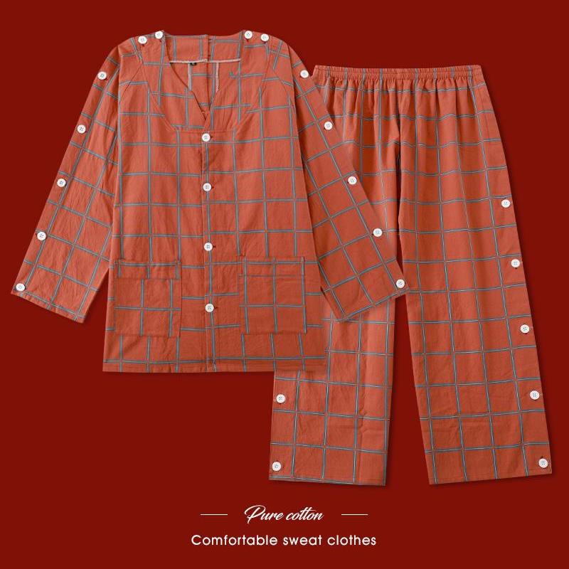 艾灸服女纯棉前后开衫针灸刮痧推拿理疗服经络养生护理服背开扣男 - 图0