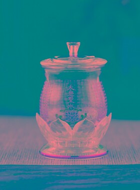 热销供佛水杯莲花供杯大悲水杯招财陶瓷圣水杯佛堂观音贡杯供佛用