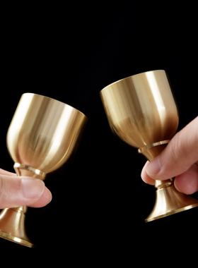 热销黄铜财神爷酒杯供杯茶杯家用供奉铜茶酒水杯供神用品佛前摆件