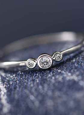 Wish temperament simple inlaid three diamond copper zircon