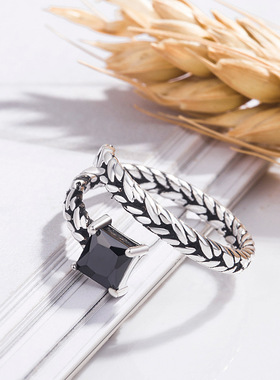 欧美新品简约女几何锆石戒指精致方钻戒指个性单戒子跨境爆款配饰