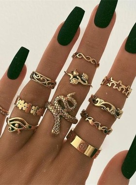 KSRA Boho Vintage Gold Star Knuckle Rings For Women BOHO