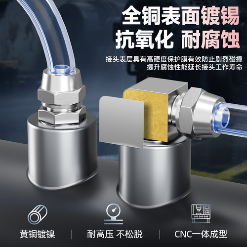 气动快拧铜直通螺纹气管快速接头PC/PL4/6/8/10/12-M5/01/02/03/4 - 图1