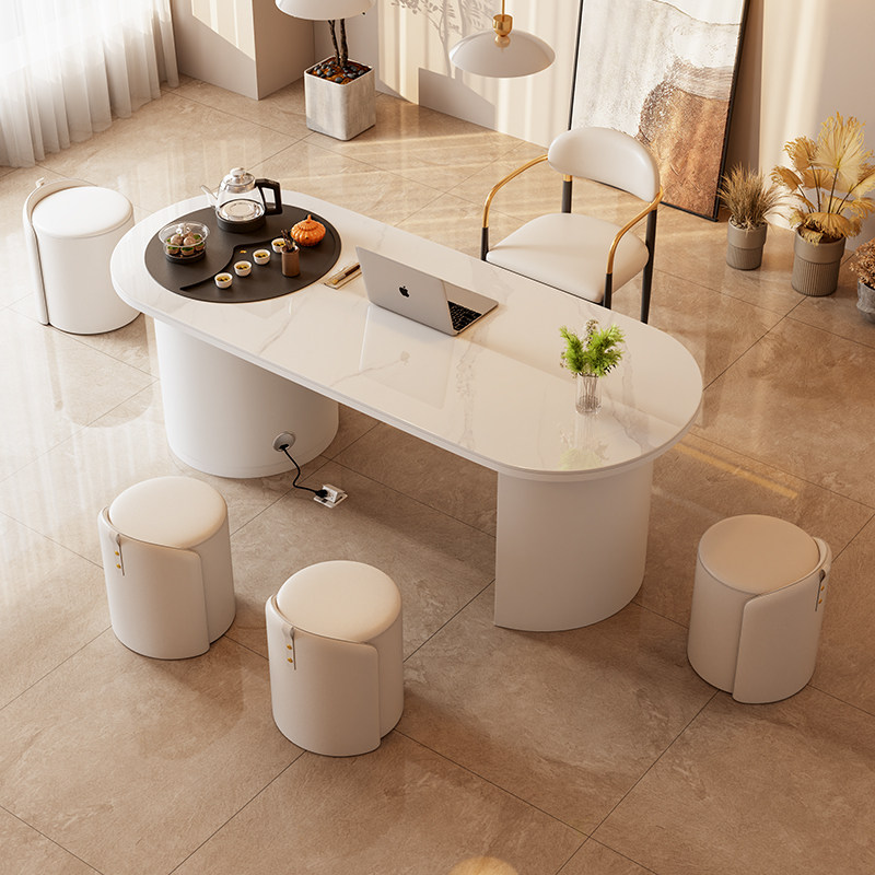 阳台岩板茶桌椅组合一桌五椅现代简约轻奢家用小茶台办公泡茶桌,淘宝优惠券,粉丝福利购,淘宝优惠卷