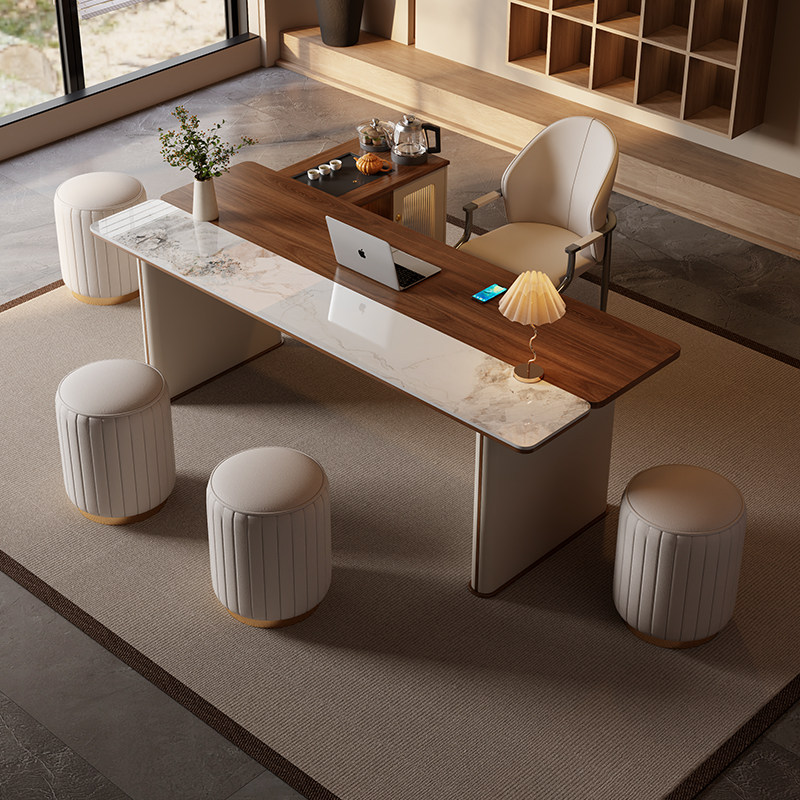 新中式实木岩板茶嘉椅组合家用小户型办公室泡茶台烧水壶一体茶台,淘宝优惠券,粉丝福利购,淘宝优惠卷