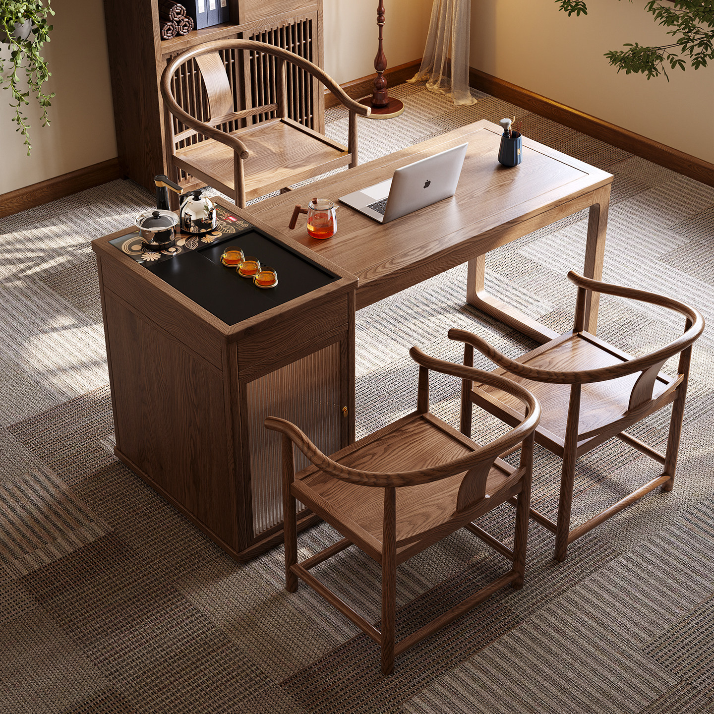 阳台茶桌椅组合白蜡木客厅家用简约小茶台新中式极简小户型茶几,淘宝优惠券,粉丝福利购,淘宝优惠卷