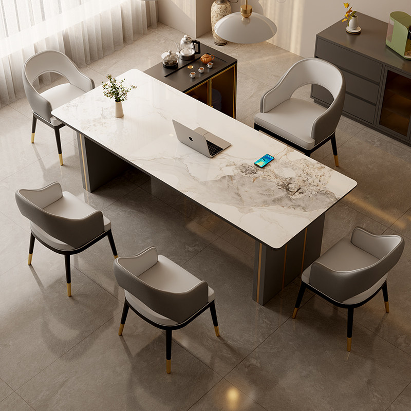 办公室岩板茶桌椅组合轻奢现代高级感老板桌高端接待休闲泡茶台,淘宝优惠券,粉丝福利购,淘宝优惠卷