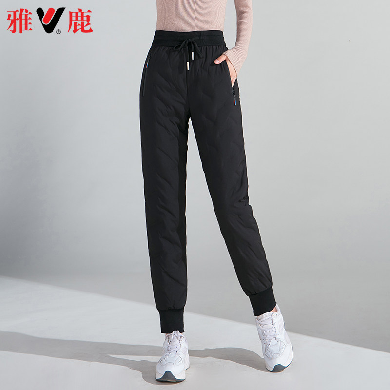 雅鹿羽绒裤女时尚2024年新款加厚保暖雪乡旅游防寒双面羽绒裤外穿