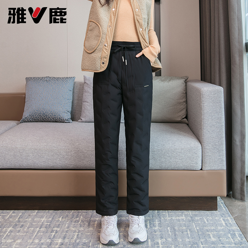 雅鹿羽绒裤女时尚2024年新款加厚保暖雪乡旅游防寒双面羽绒裤外穿