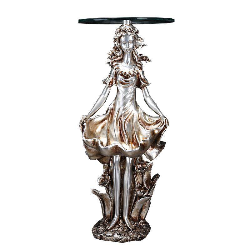 外贸跨境雕塑 欧式复古美女玻璃茶几树脂摆件工艺品 沙发边几热卖,淘宝优惠券,粉丝福利购,淘宝优惠卷