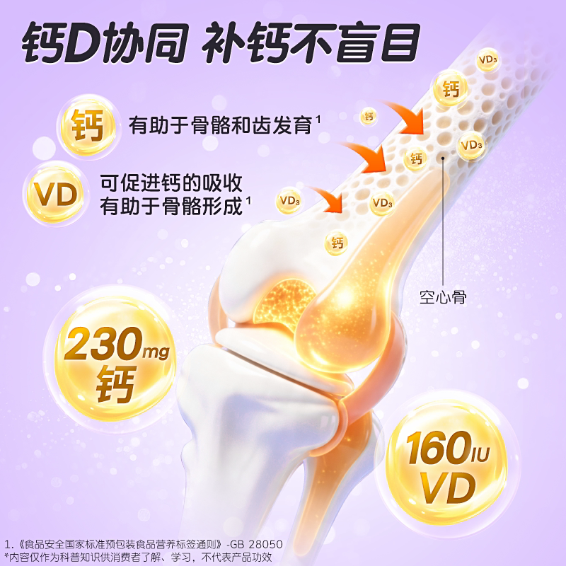 伊可新儿童钙维生素D软胶囊宝宝补钙片青少年vd成人孕妇碳酸钙d3
