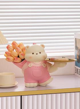 创意可爱小熊摆件客厅玄关钥匙收纳电视柜桌面装饰品乔迁新居礼物